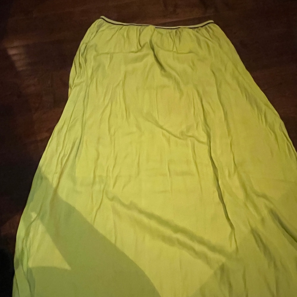 Old Navy Vibrant Green neon line yellow elastic waist skirt NWT maxi